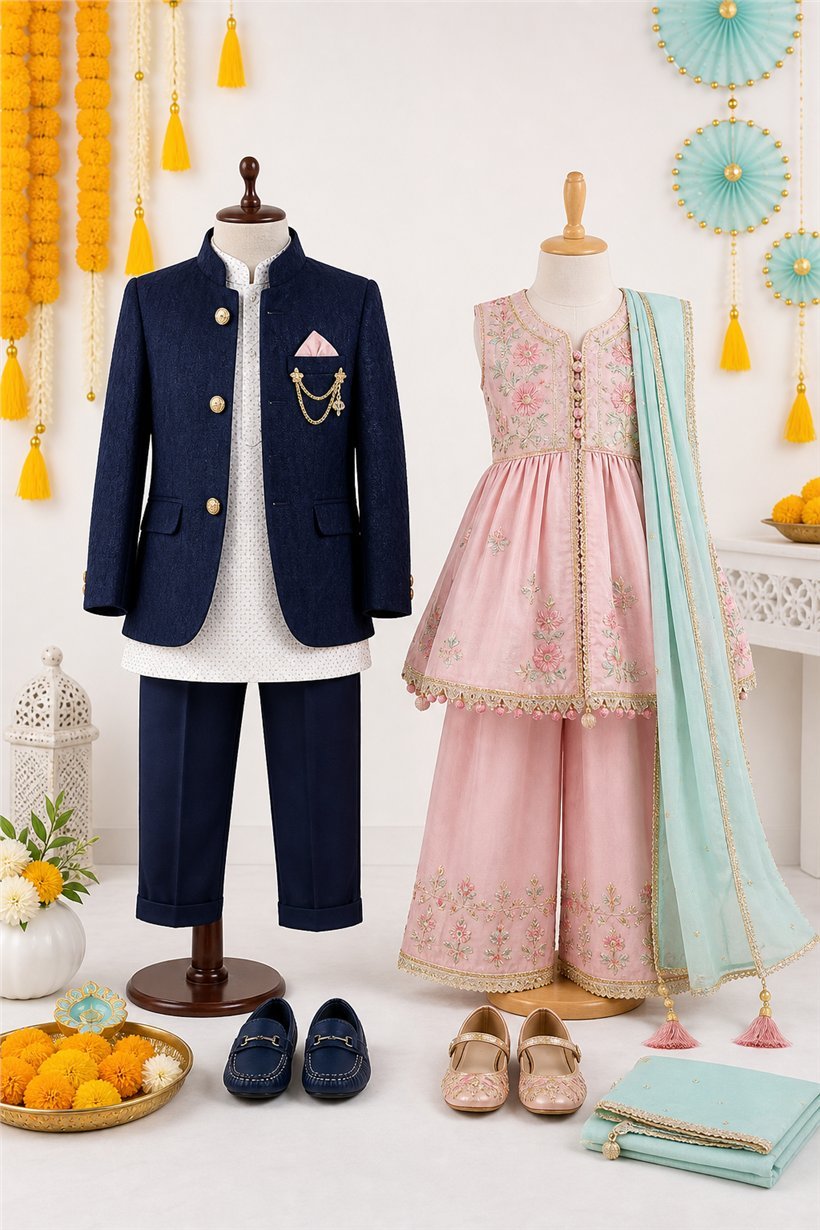 Festive boys and girls outfits for SMD Garments kidswear collection